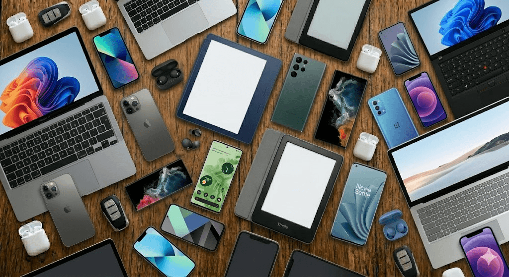 Electronic gadgets on a desk